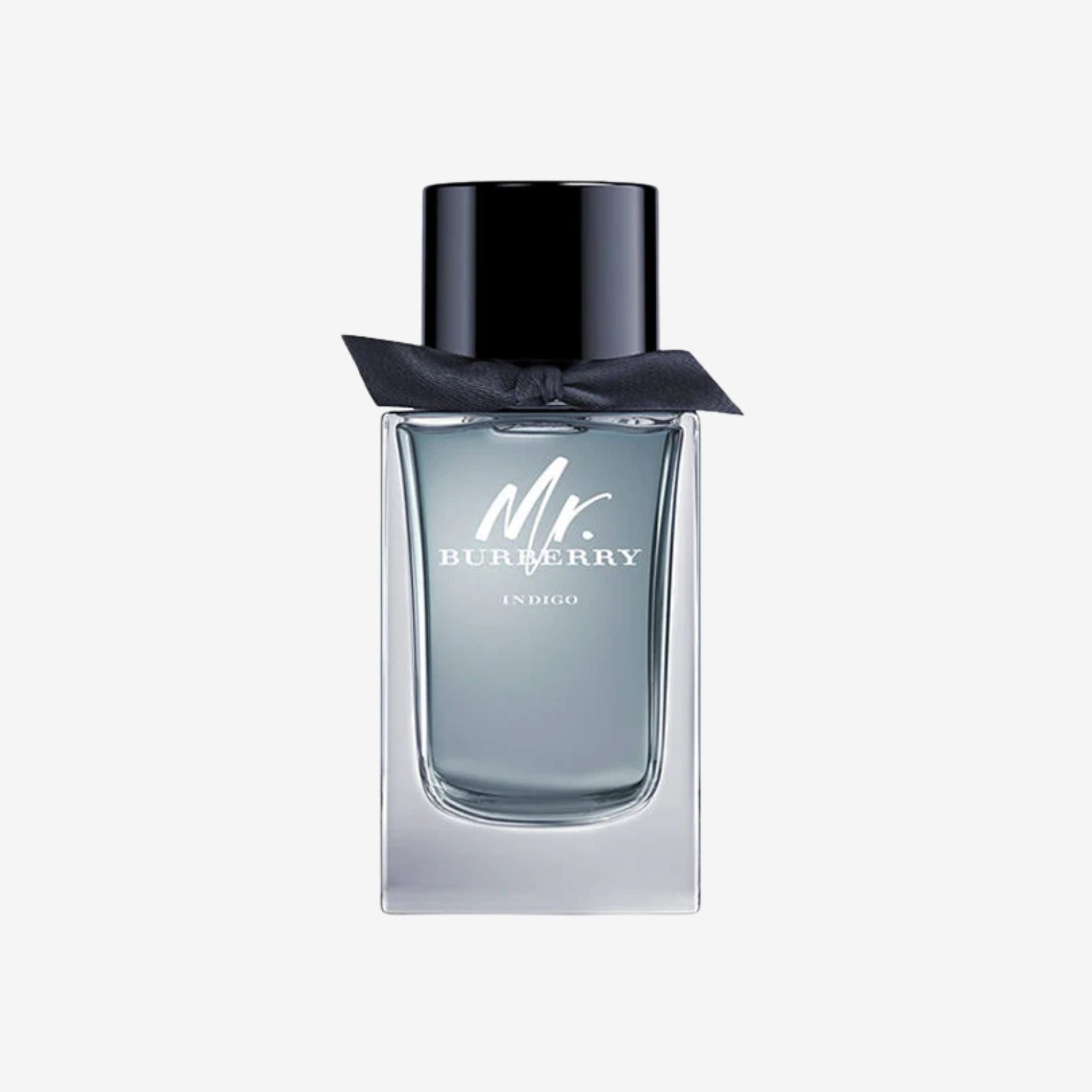 Mr. Burberry Indigo EDT 150ml in navy bottle—original perfume with rosemary, mint, violet leaf, and oakmoss, long lasting woody aromatic fragrance for men